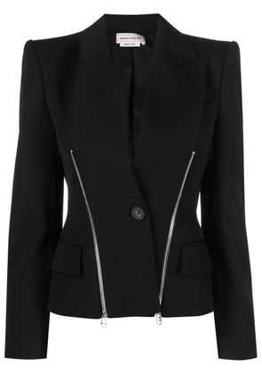 Alexander McQueen zip-embellished single-breasted blazer - Black