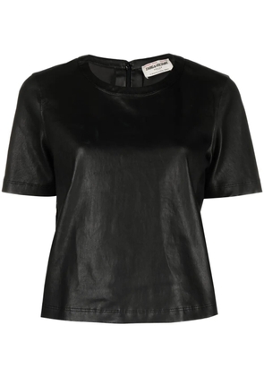 Zadig&Voltaire Tas crew-neck leather T-shirt - Black