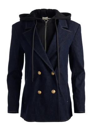 alice + olivia Jordan double-breasted hooded denim blazer - Blue