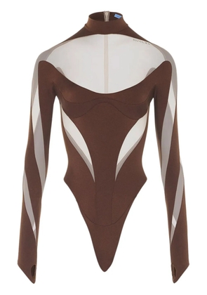 Mugler panelled long-sleeve bodysuit - Brown