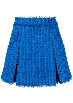 Balmain pleated tweed miniskirt - Blue