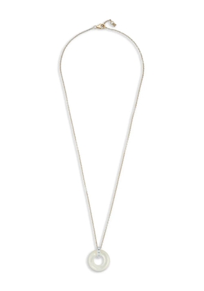 Mateo 14kt yellow gold Door Knocker Donut mother of pearl and diamond necklace