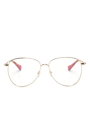 Gucci Eyewear Double G logo-engraved cat-eye frame glasses - Gold
