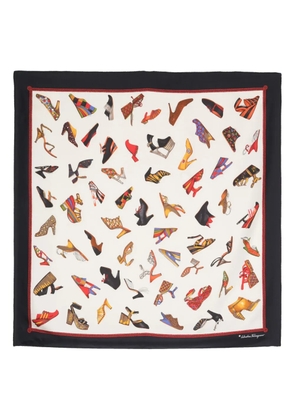 Ferragamo Pre-Owned shoe-print silk scarf - Blue