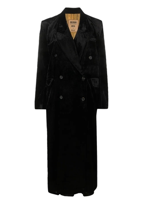 Uma Wang velvet-effect double-breasted coat - Black