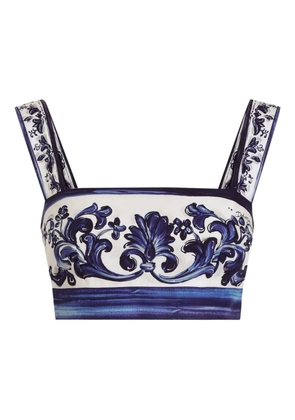Dolce & Gabbana majolica print square-neck top - Blue