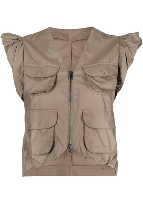 JNBY ruffled-sleeve cotton blouse - Grey