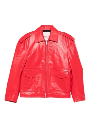 Fiorucci flap-pockets leather jacket - Red