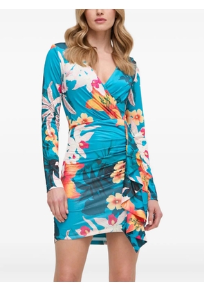 GUESS USA floral-print gathered mini dress - Blue