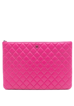 CHANEL Pre-Owned 2014-2015 Large Quilted Caviar O Case clutch bag - Pink