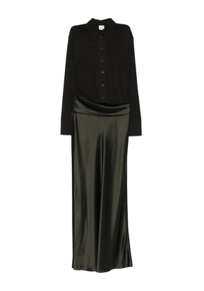 Nanushka satin-paneled asymetrical maxi dress - Green