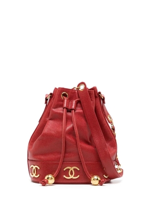 CHANEL Pre-Owned 1992 Triple CC drawstring bucket bag - Red