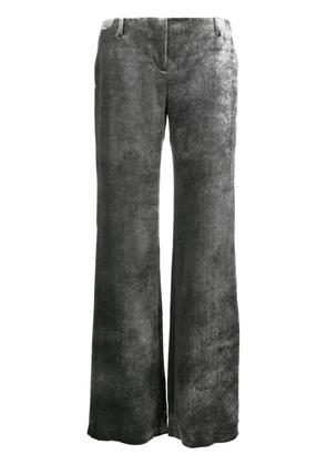 Alberta Ferretti crushed-velvet low-rise trousers - Silver