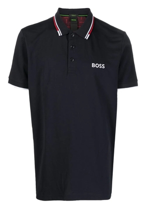 BOSS logo-embroidered polo shirt - Blue