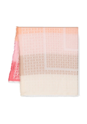 LIU JO frayed-edge monogram-jacquard scarf - Pink