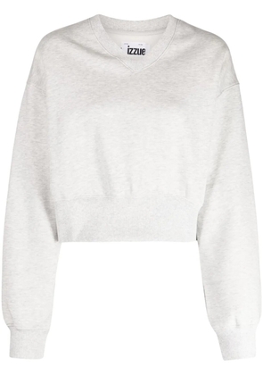 izzue rhinestone-embellished V-neck sweatshirt - Grey