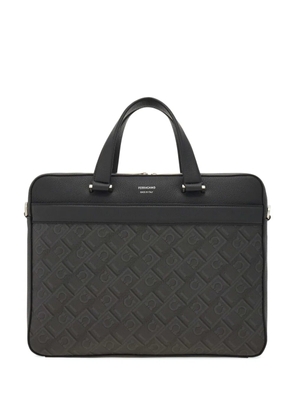 Ferragamo logo-stamp leather briefcase - Grey
