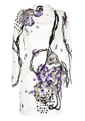 Saiid Kobeisy beaded crepe minidress - White