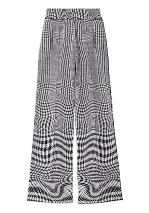 Burberry warped houndstooth jacquard wool-blend trousers - Black