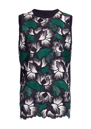 Elie Saab floral macramé top - Black