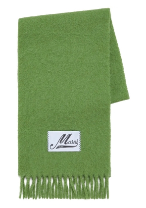 Marni logo-patch alpaca wool-blend scarf - Green