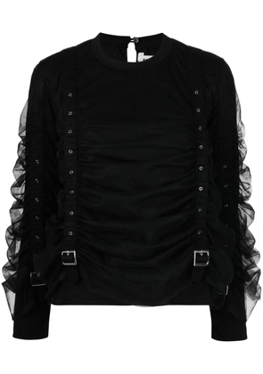 Noir Kei Ninomiya panelled buckled cotton blouse - Black