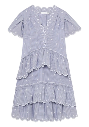 b+ab striped scallop-trim minidress - Blue