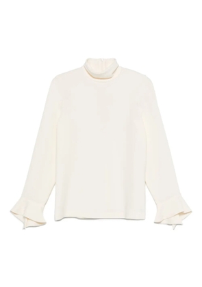 Alberto Biani high-neck bell-sleeve blouse - Neutrals