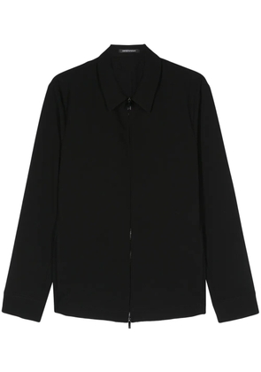 Emporio Armani waffle-effect zip-up jacket - Black