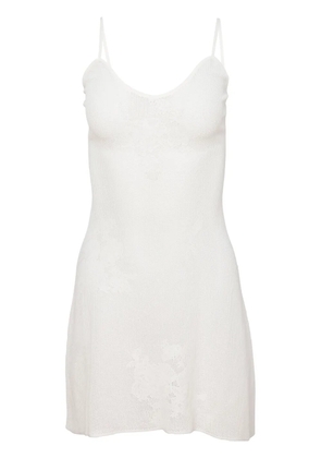 Fleur Du Mal pointelle-knit lace mini dress - White