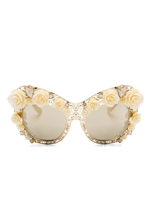 Dolce & Gabbana Eyewear rose-appliqué cat-eye sunglasses - Gold
