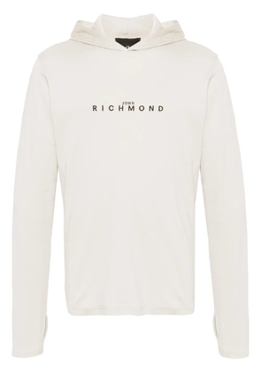 John Richmond loog-embroidered jersey hoodie - Neutrals