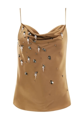 Cinq A Sept cowl-neck bead-embellished top - Brown