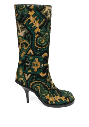 DRIES VAN NOTEN 90mm jacquard round-toe boots - Green