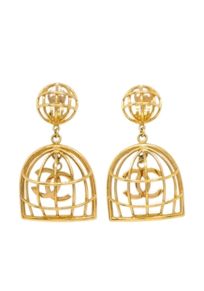 CHANEL Pre-Owned 1993 CC birdcage clip-on earrings - Gold