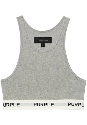Purple Brand logo-tape cotton sports bra - Grey