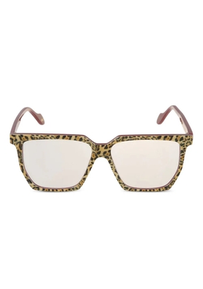 Kador Charlize leopard-print square-frame glasses - Red