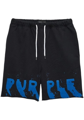 Purple Brand logo-print cotton shorts - Black