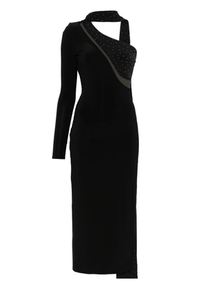 NISSA crystal-embellished asymmetric maxi dress - Black