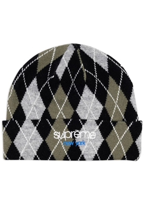 Supreme 'Black' argyle-check cashmere beanie - Green