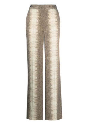 TWINSET lizard-skin effect satin trousers - Brown