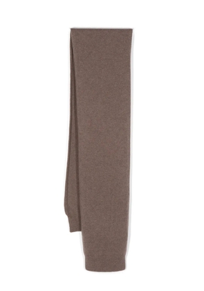 Sunspel ribbed-trim wool scarf - Brown