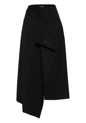 Goen.J asymmetric draped midi skirt - Black