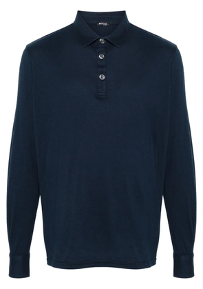 Kiton long-sleeve jersey polo shirt - Blue