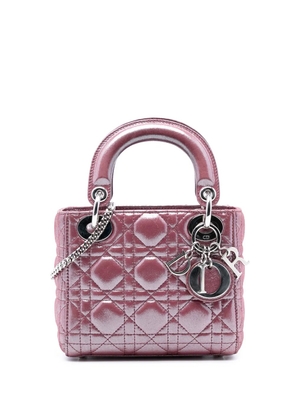 Christian Dior Pre-Owned 2015 Mini Iridescent Lambskin Cannage Lady Dior satchel - Pink