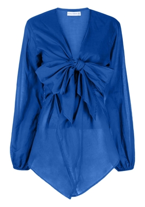 Faithfull the Brand Mantra plunging V-neck cotton minidress - Blue