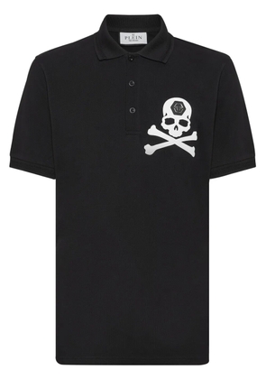 Philipp Plein logo-print cotton polo shirt - Black