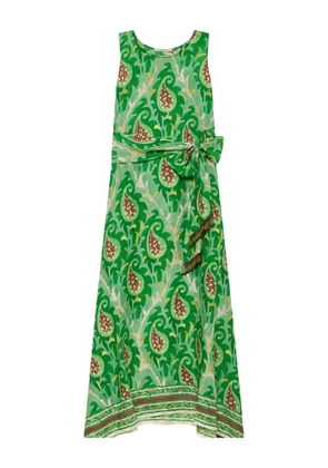 MALIPARMI paisley print belted asymmetric day dress - Green