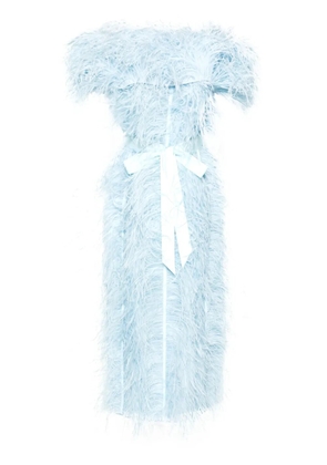 Huishan Zhang Angelina feather-trim midi dress - Blue