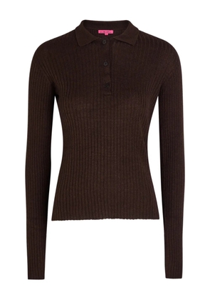 The Elder Statesman ribbed polo top - Brown